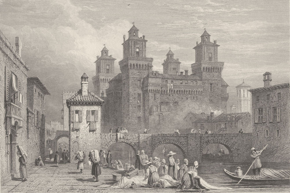 ITALY. The castle of Ferrara ; Finden 1833 old antique vintage print picture